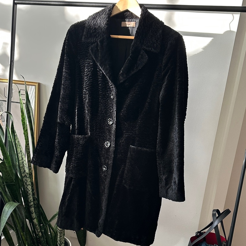 Elegant Black Faux Fur Coat